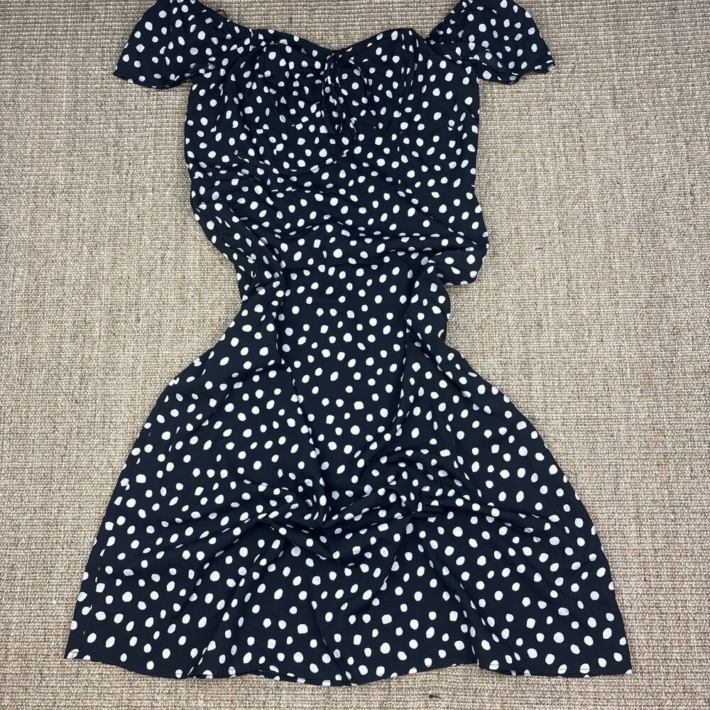 🖤 Tash + Sophie Polka Dot Midi Dress | Size L | Black White | NWT